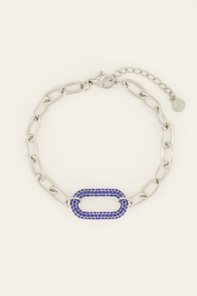 Gliederarmband mit blauem Strassanhänger