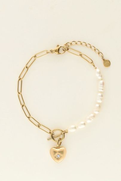 Chain bracelet with pearls & heart | My Jewellery