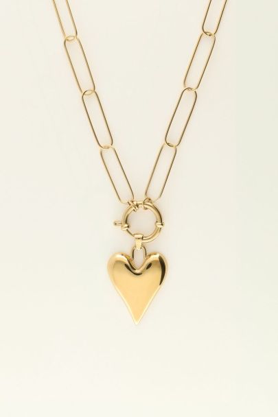 Schakelketting met groot hart bedel 