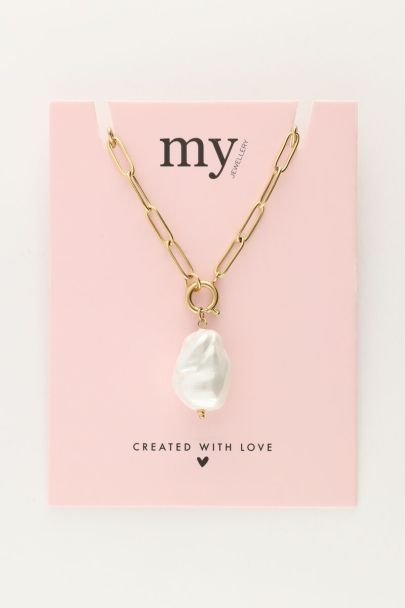 Schakelketting met glazen imitatieparel 