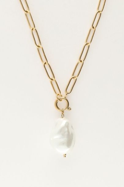 Schakelketting met glazen imitatieparel
