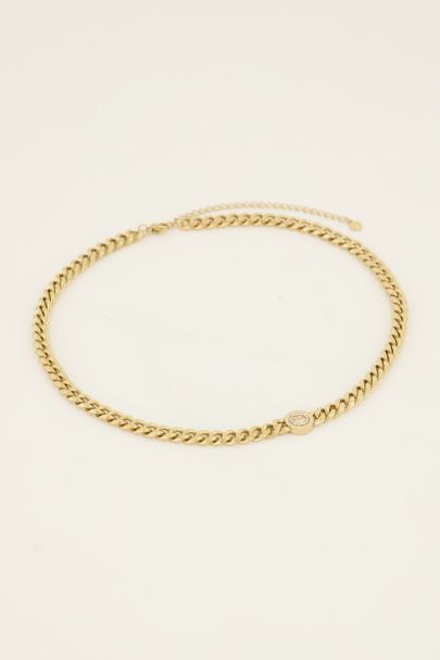 Grove schakelketting met smiley 