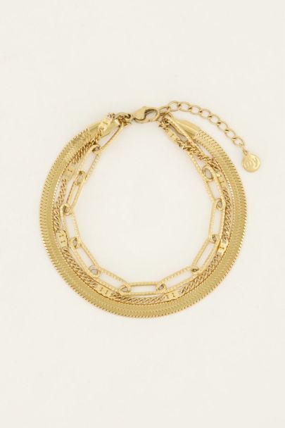 Triple chunk flat chain bracelet