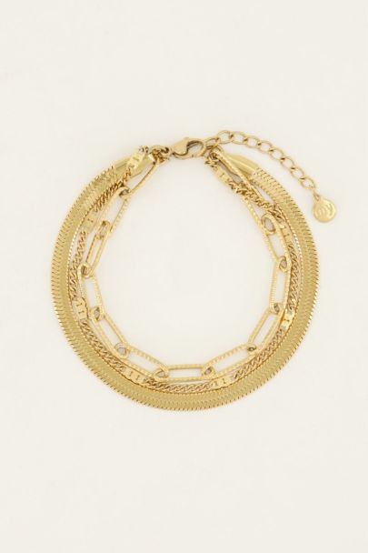Dreifach-Armband mit groben und flachen Gliedern