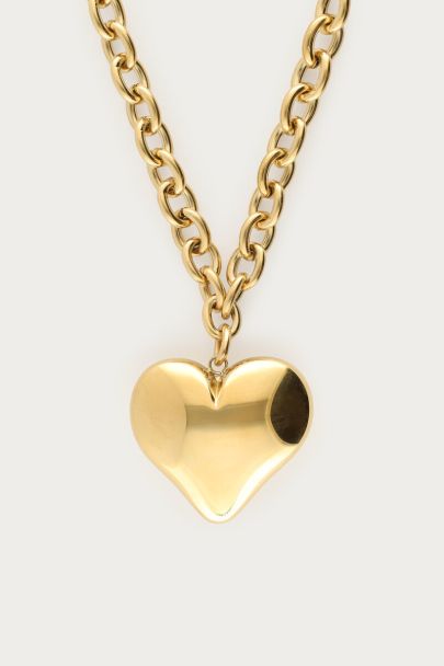 Grove lange schakelketting met chunky hart
