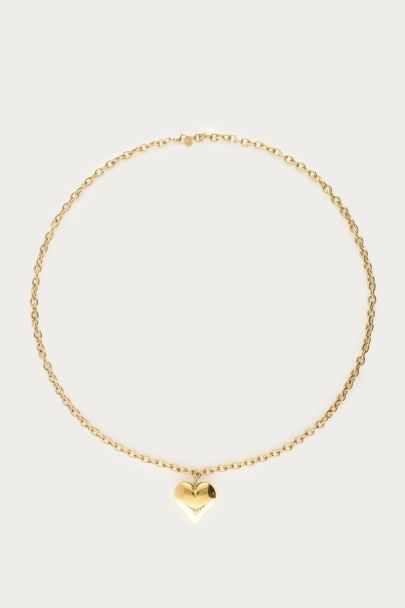 Grove lange schakelketting met chunky hart