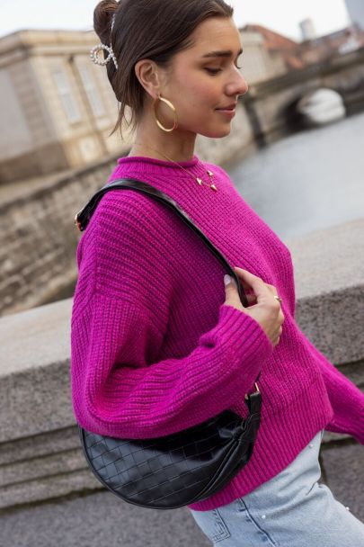 Purple oversized sweater with collar