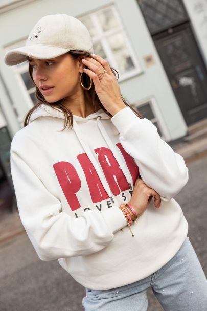 Weißer Hoodie "Paris Love Story"