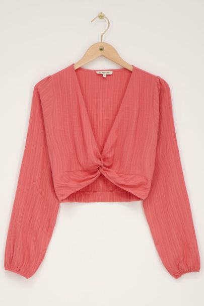 Top court rose corail avec boutons