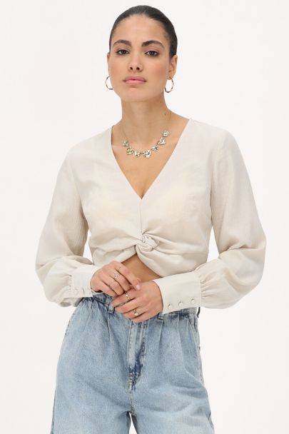 Cream top with knot & structure