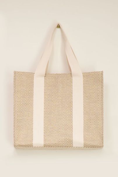 Cream tote bag with zigzag print | My Jewellery