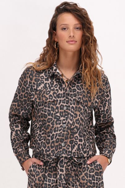 Cropped Jacke mit Leopardenmuster