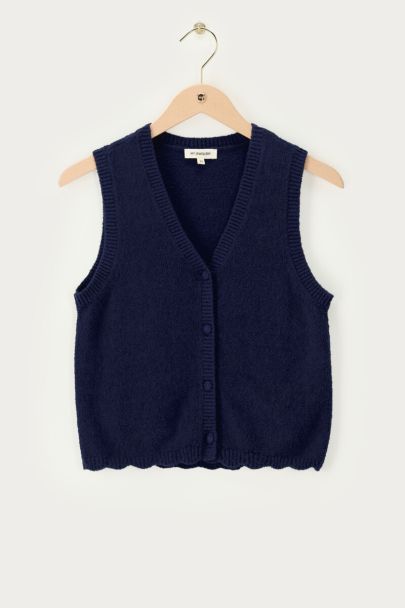 Gilet bleu foncé à bord festonné