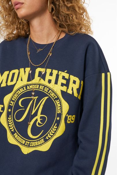 Donkerblauwe sweater "Mon Cheri"
