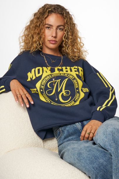 Donkerblauwe sweater "Mon Cheri"