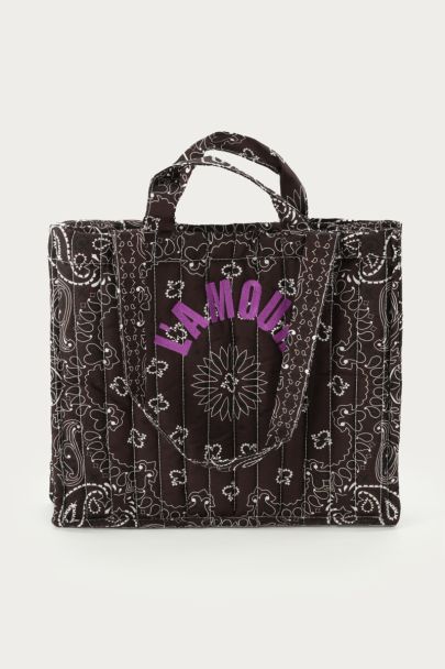 Dark brown L'amour shopper with bandana print | My Jewellery