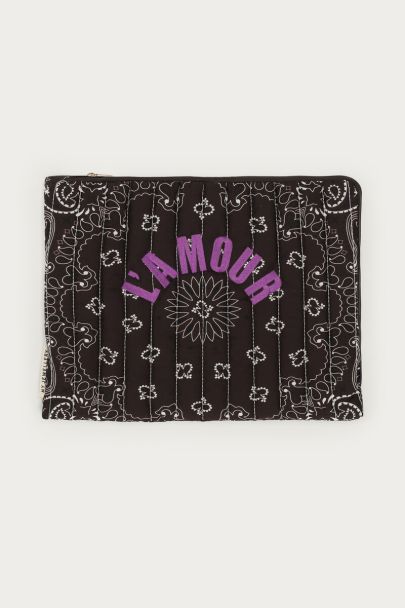 Housse pour ordinateur marron fonc&eacute; &agrave; imprim&eacute; bandana