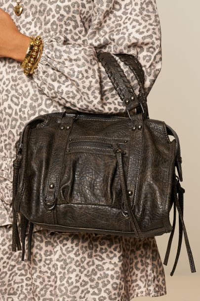 Petit sac cargo en simili cuir marron foncé