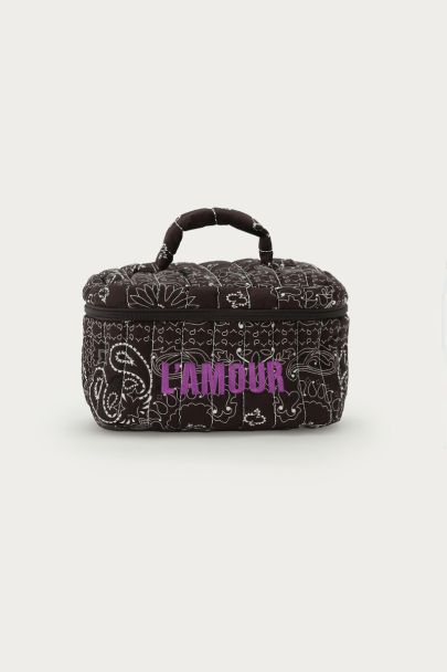 Trousse de toilette marron fonc&eacute; &agrave; imprim&eacute; bandana
