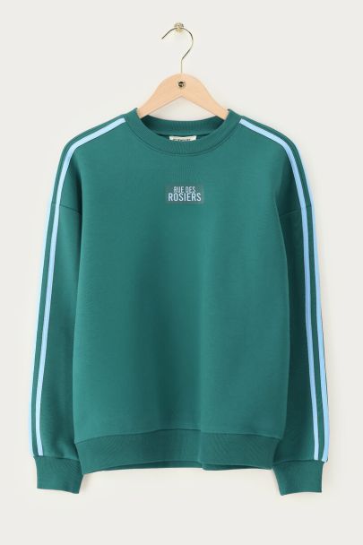 Sweat vert foncé "Rue des rosiers" look sportif