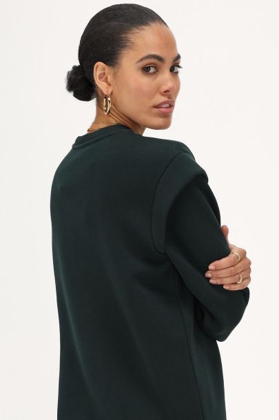 Robe pull vert foncé avec rembourrage aux épaules