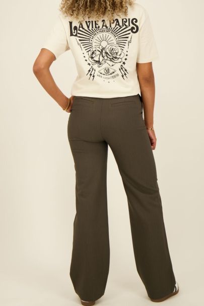 Donkergroene wide leg pantalon