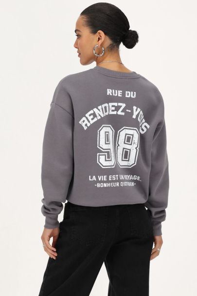 Dark grey sweatshirt "Rue du rendez vous"