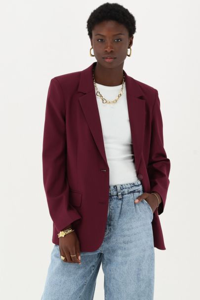 Blazer basique oversize rouge foncé