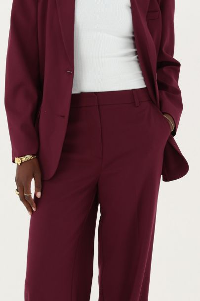 Dark red basic wide leg trousers