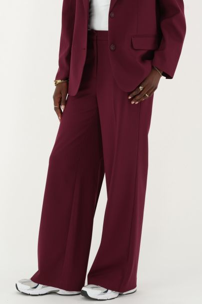 Dark red basic wide leg trousers