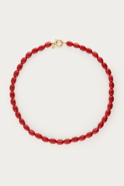 Collier minimaliste de perles fantaisie rouge foncé