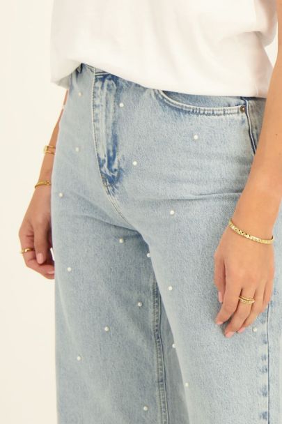 Jeans en denim avec perles