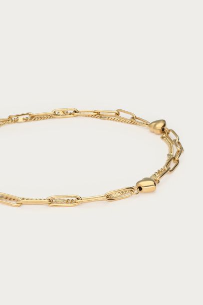 Double bracelet de cheville cœur