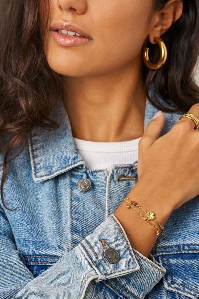 Double bracelet with multicoloured rhinestones and charms "dreamchaser"