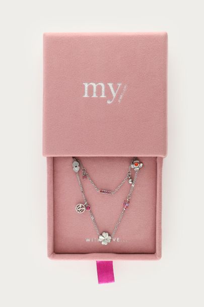 Collier double à charms roses "les rêves deviennent réalité"