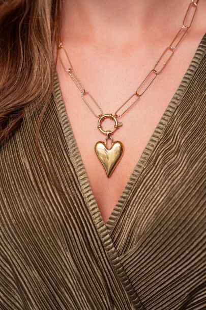 Collier chaîne grand pendentif coeur