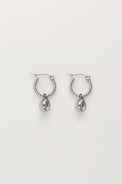 Hoop earrings with rhinestone pear drop