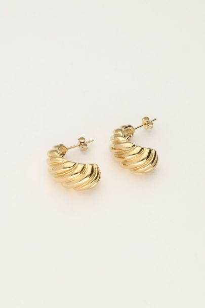Drop earrings with ridges small | My Jewellery