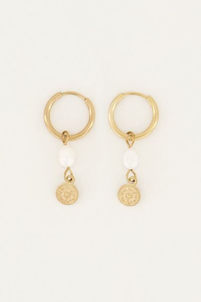 Earrings pearl and coin