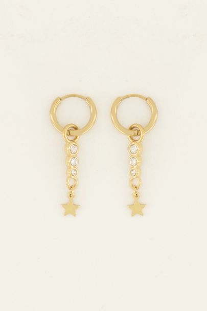 Oorringen met hanger van transparante stenen | My Jewellery