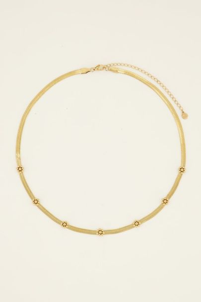 Ketting met platte schakel & bloemen