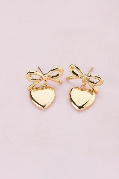 Earrings with bow and heart