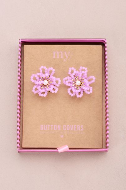 Lila bloemen knopen set