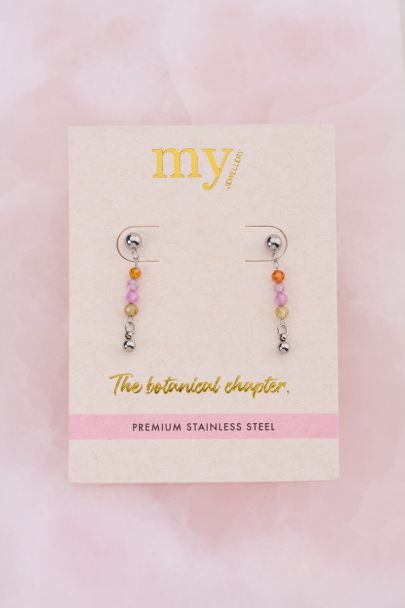 Puces d'oreilles avec mini perles fantaisie multicolores