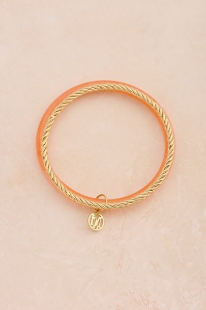 Oranje dunne bangle set