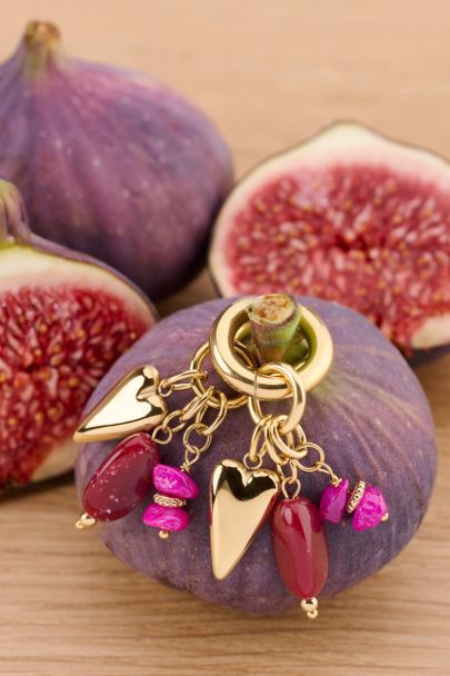 Statement oorringen met rood roze kralen