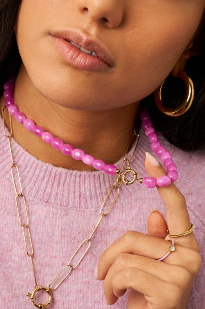 Collier minimaliste de perles fantaisie fuchsia