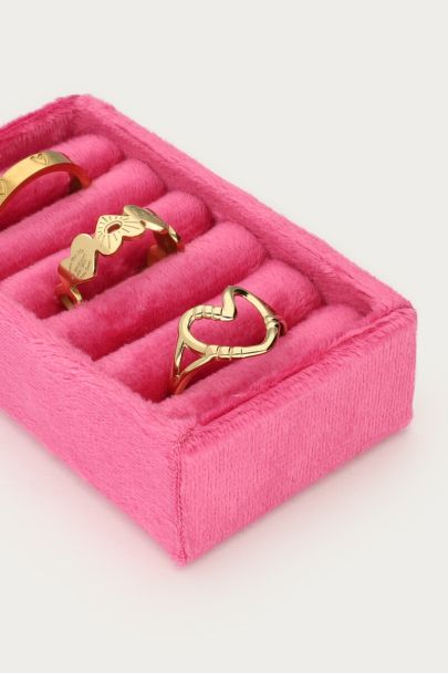 Fuchsia velvet rings organiser