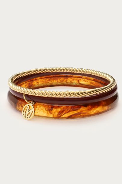 Ensemble de bracelets jonc en résine et doré