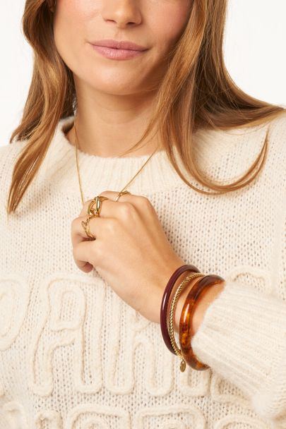 Ensemble de bracelets jonc en résine et doré